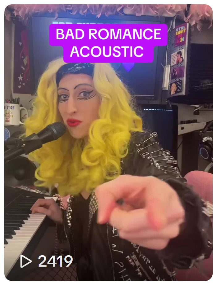 Cynthia Starich performing Bad Romance Acoustic on TikTok Live
